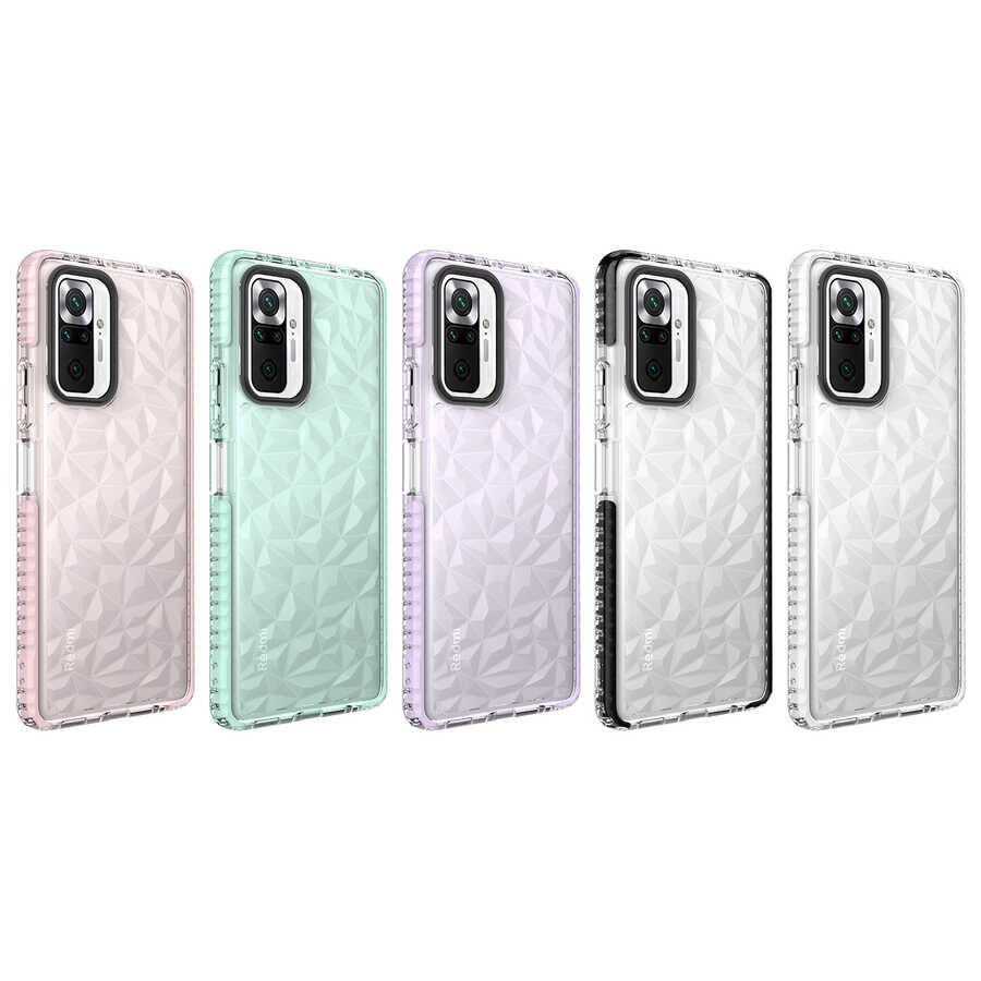 Xiaomi Redmi Note 10 Pro Kılıf Pramit Desenli Renkli Yumuşak Lüks Silikon Kapak (BUZ) Yeşil
