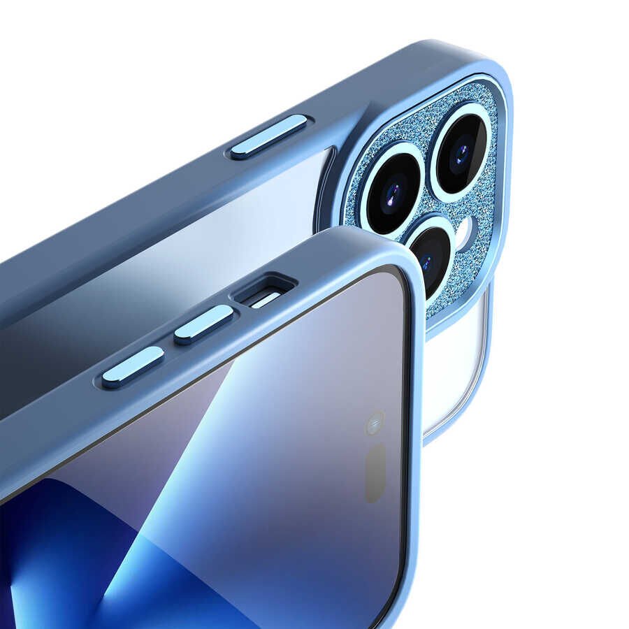Apple iPhone 14 Pro Kılıf ​​​​​Wiwu GCC-105 Lens Korumalı Renkli Kenar Arkası Şeffaf Multicolor Kapak