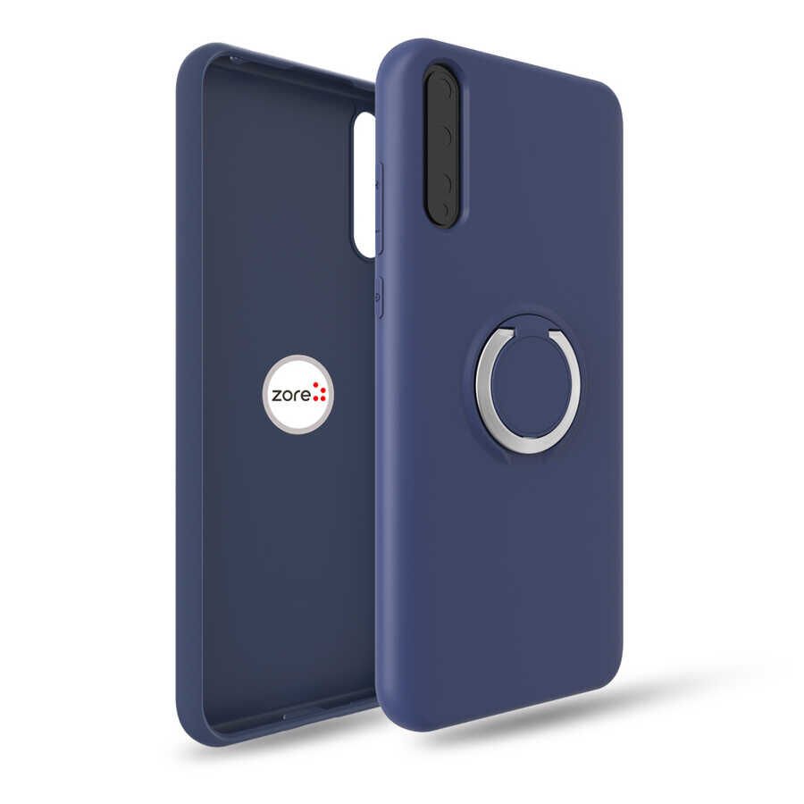 Huawei P Smart S (Y8P) Kılıf Mat Pastel Renkli Ultra İnce Yüzüklü Yumuşak Silikon Kapak (Plex) Lacivert