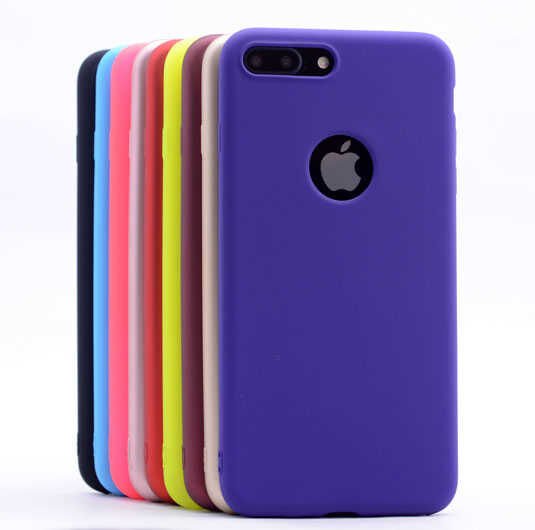 Apple  iPhone 8 Plus Kılıf Yumuşak Dokulu Soft Esnek İnce Mat Renkli Silikon Kapak (PREMİER) Saks Mavi
