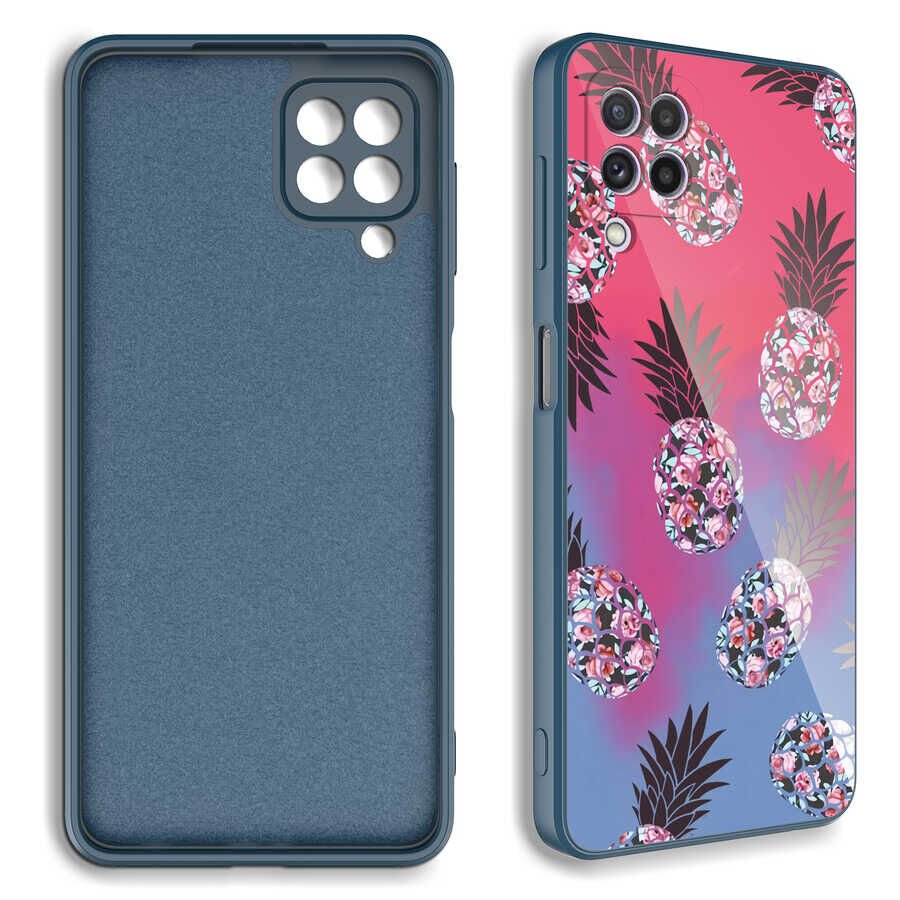 Samsung Galaxy A22 4G Kılıf Kamera Korumalı Bulut Desenli Renkli Sert Parlak Silikon Kapak (Epoksi) NO1