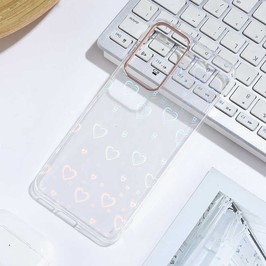 Xiaomi Redmi Note 11 Pro 5G Kılıf Renkli Transparan Parlak Desenli Sert Kapak (SİDNEY) Heart No1
