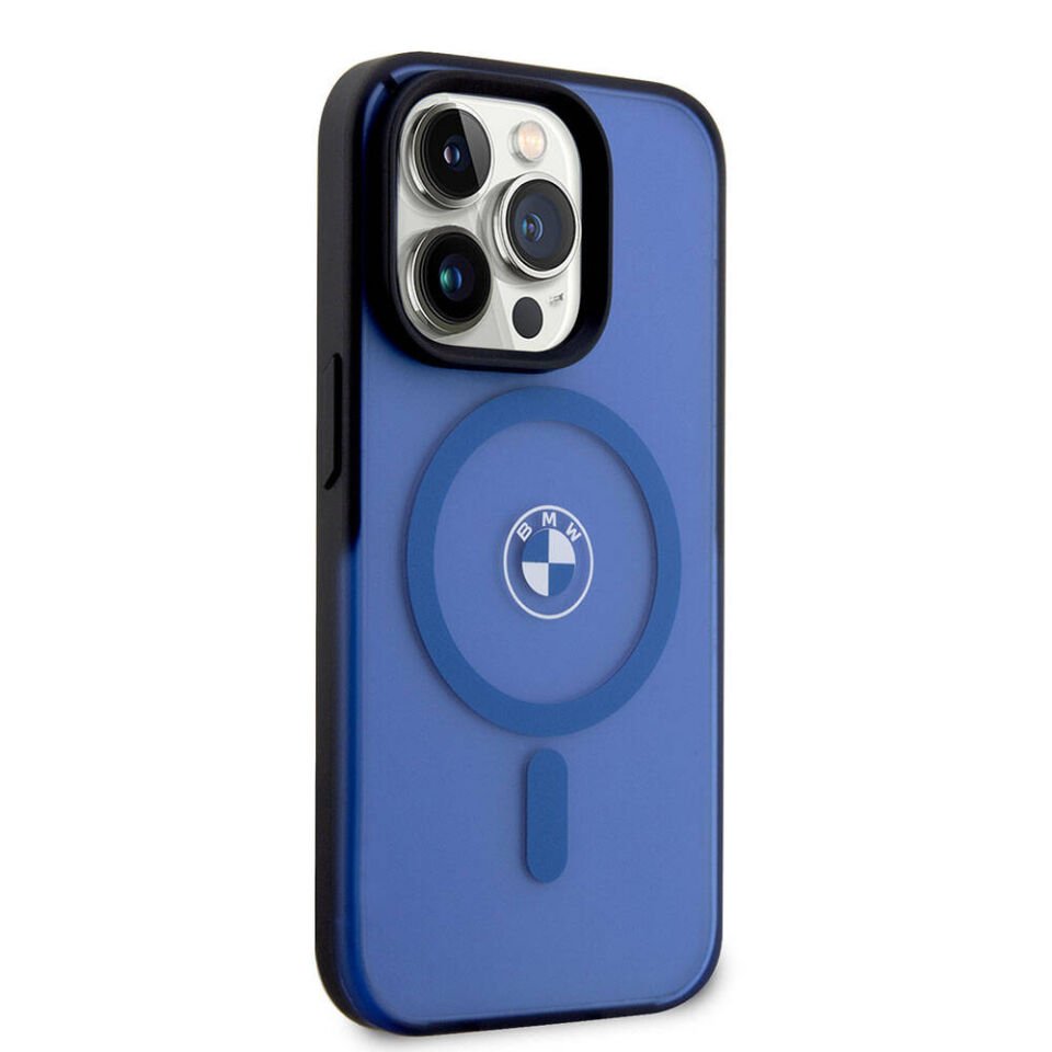 Apple iPhone 15 Pro Max Kılıf BMW Orjinal Lisanslı Magsafe Şarj Özellikli IML Baskı Logolu Buzlu Mat Kapak