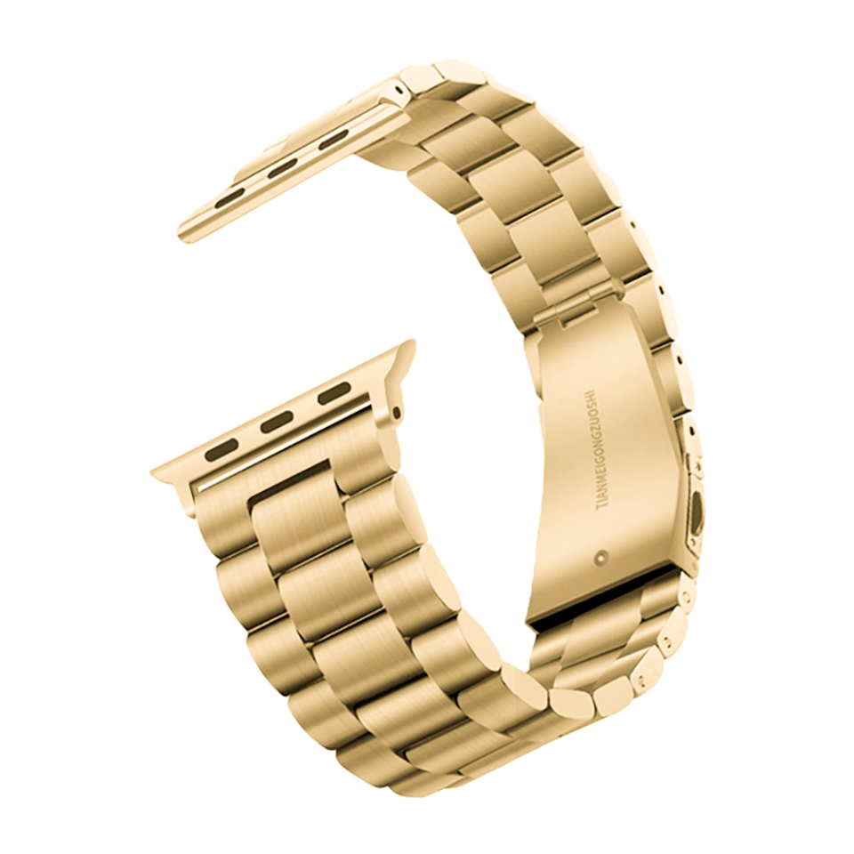 Apple Watch 2/3/4/5/6/7/8/9/se/ultra/nike 42mm 44mm 45mm 49mm Metal Kordon Tasarım (band-04) Gold