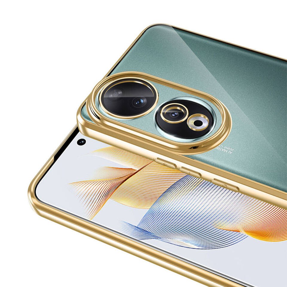 Huawei Honor 90 Kılıf Kamera Lens Korumalı Logo Gösteren Parlak Kenarlı Kapak (OMEGA) Sierra Mavi