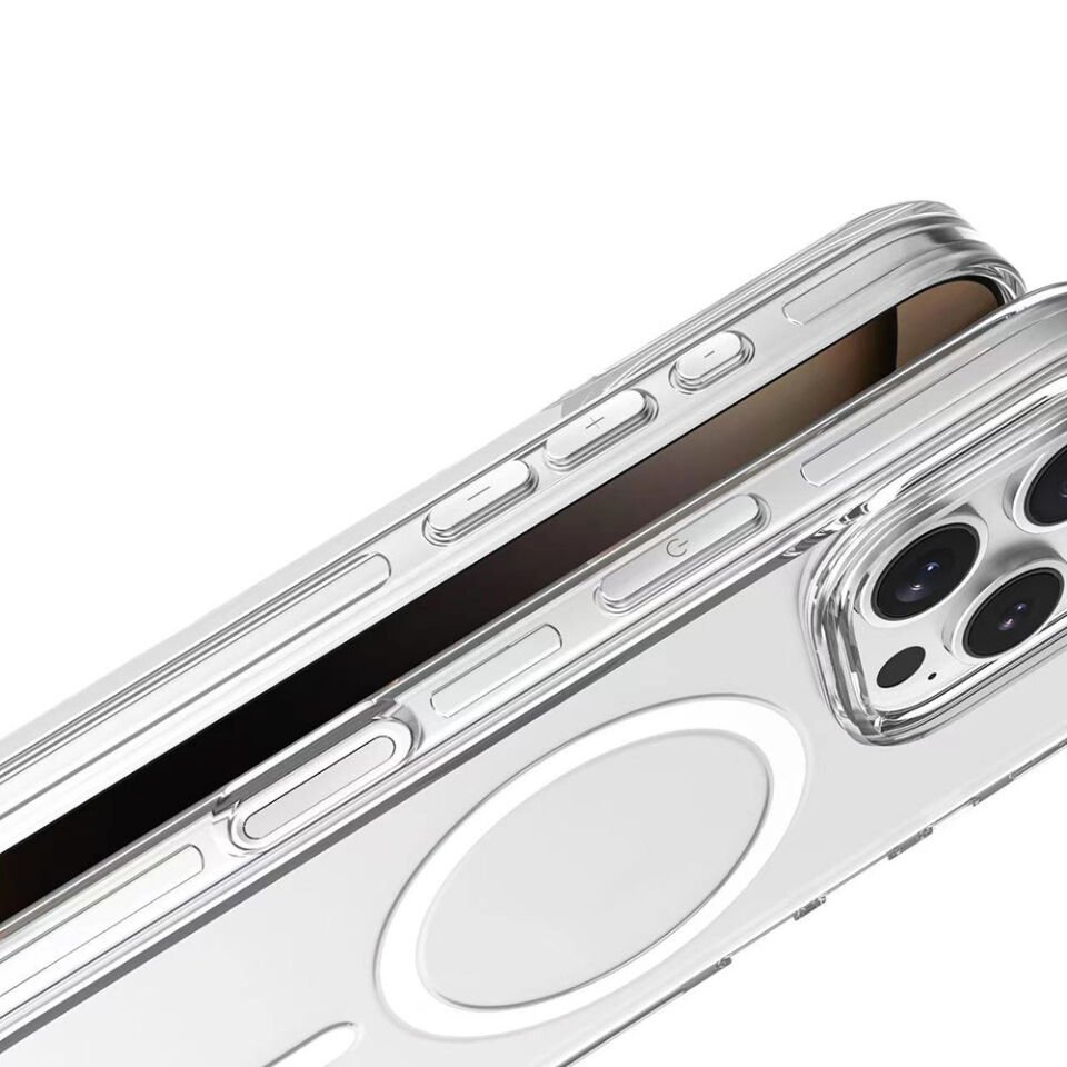 Apple iPhone 16 Pro Max Kılıf Magsafe Şarj Özellikli Kamera Korumalı Kapak (Kripto) Şeffaf