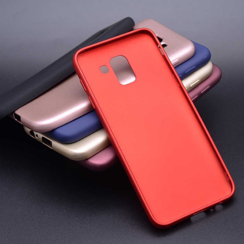 Samsung Galaxy J6 Kılıf Yumuşak Dokulu Soft Esnek İnce Mat Renkli Silikon Kapak (PREMİER) Kırmızı