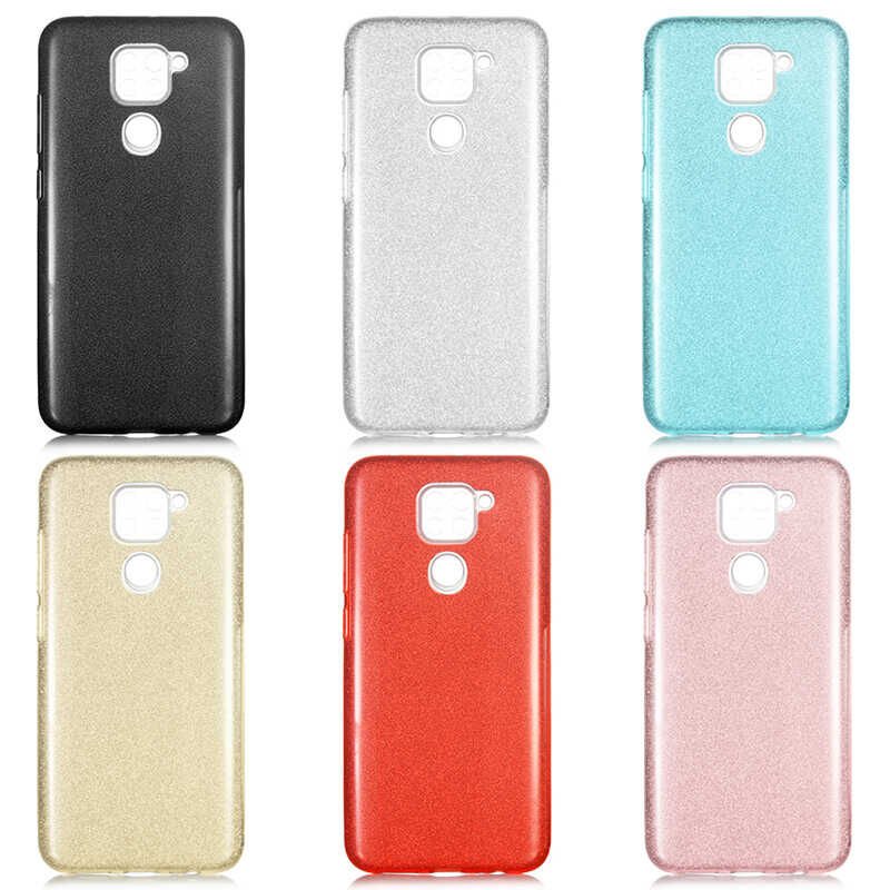 Xiaomi Redmi Note 9 Kılıf Renkli Parıltılı Simli Işıltılı Silikon Kapak (SHİNİNG) Siyah