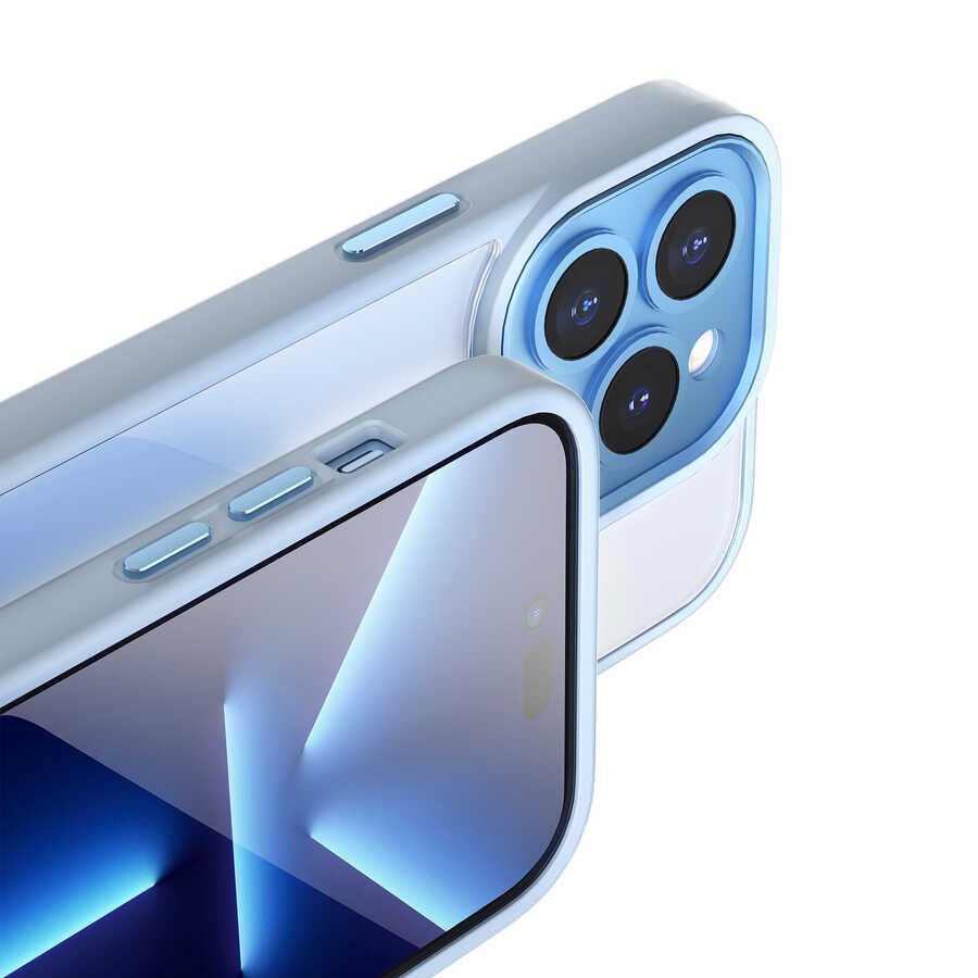 Apple iPhone 14 Pro Max Kılıf Wiwu VCC-104 Lens Korumalı Renkli Kenar Arkası Şeffaf Vivid Clear Kapak
