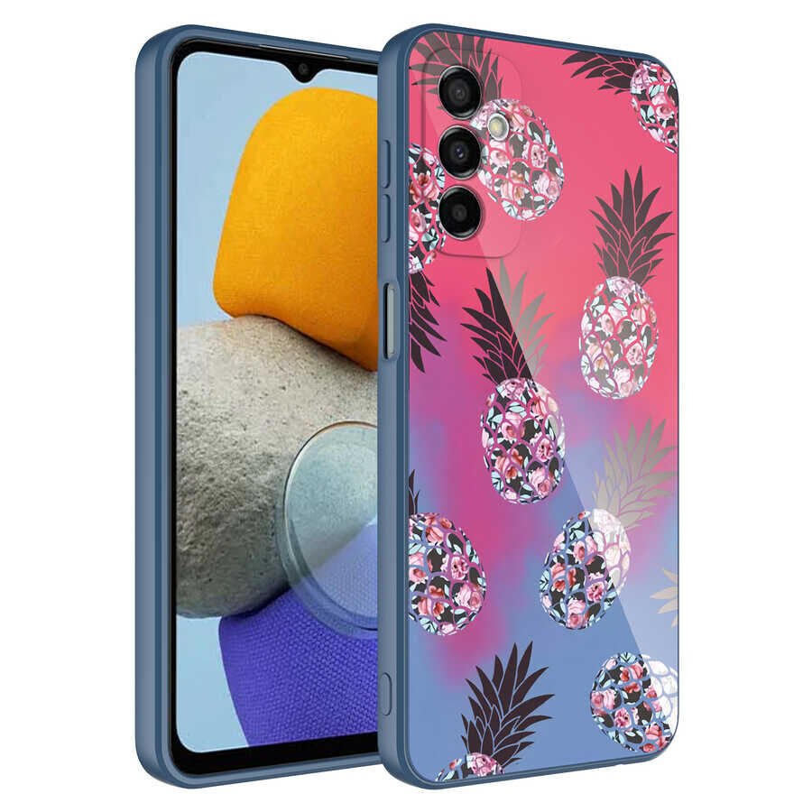 Samsung Galaxy M23 Kılıf Kamera Korumalı Bulut Desenli Renkli Sert Parlak Silikon Kapak (Epoksi) NO3