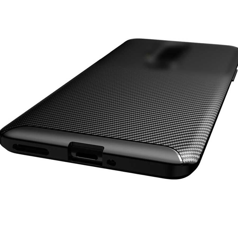 One Plus 8 Pro Kılıf Kamera Çıkıntılı Karbon Fiber Dokulu Renk Atmaz Kapak (NEGRO) Lacivert