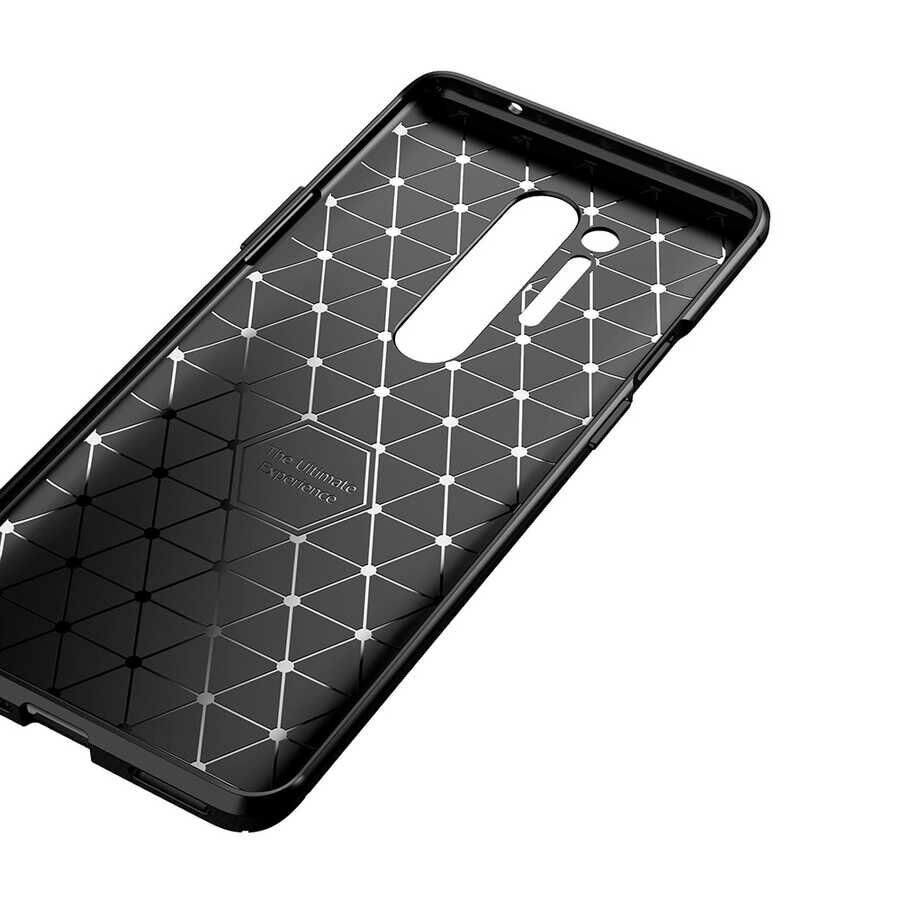 One Plus 8 Pro Kılıf Kamera Çıkıntılı Karbon Fiber Dokulu Renk Atmaz Kapak (NEGRO) Lacivert