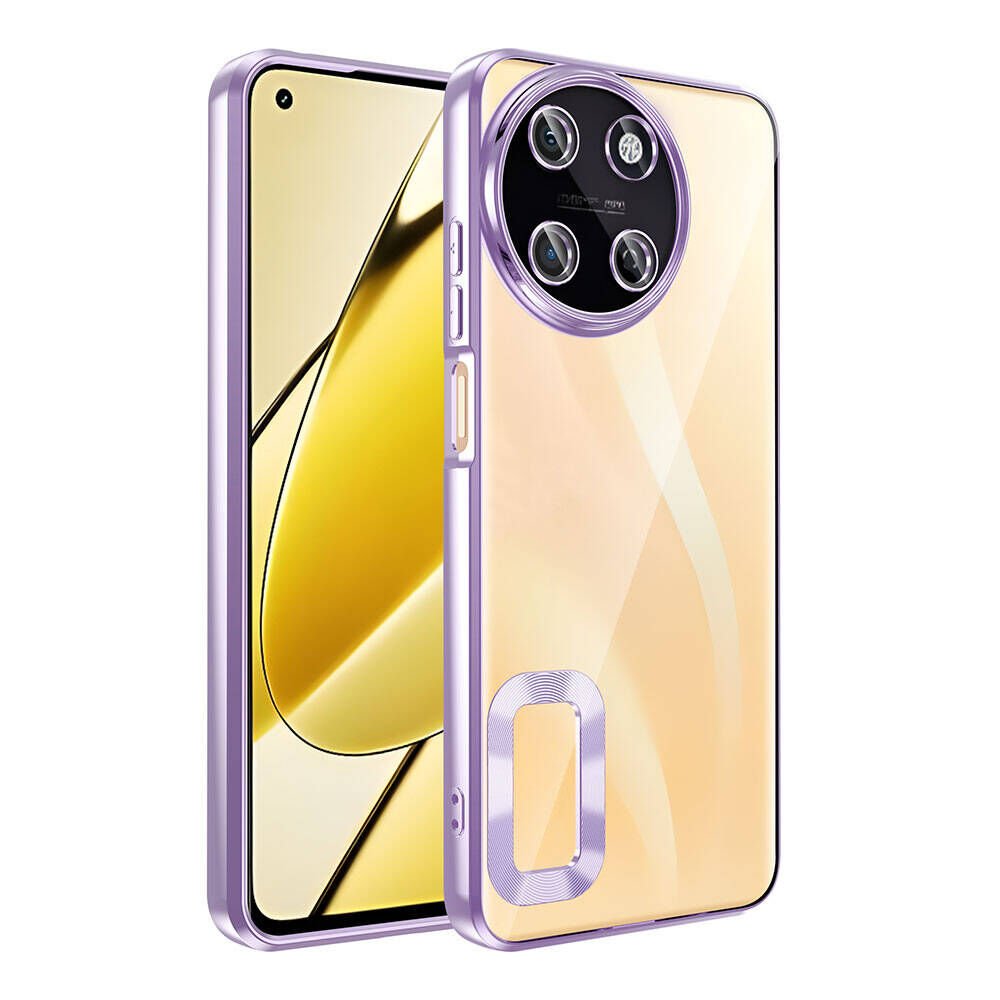 Realme 11 4G Kılıf Kamera Lens Korumalı Logo Gösteren Parlak Kenarlı Kapak (OMEGA) Lila