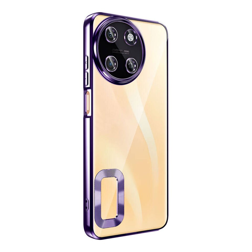 Realme 11 4G Kılıf Kamera Lens Korumalı Logo Gösteren Parlak Kenarlı Kapak (OMEGA) Lila