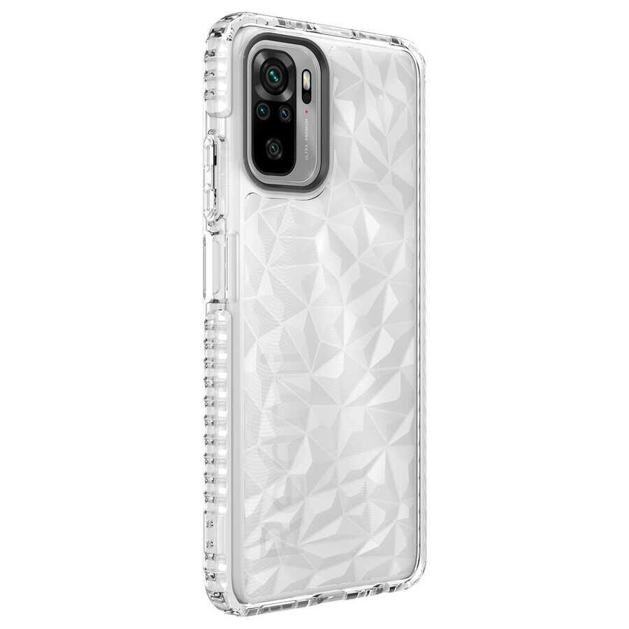 Xiaomi Redmi Note 10S Kılıf Pramit Desenli Renkli Yumuşak Lüks Silikon Kapak (BUZ) Beyaz