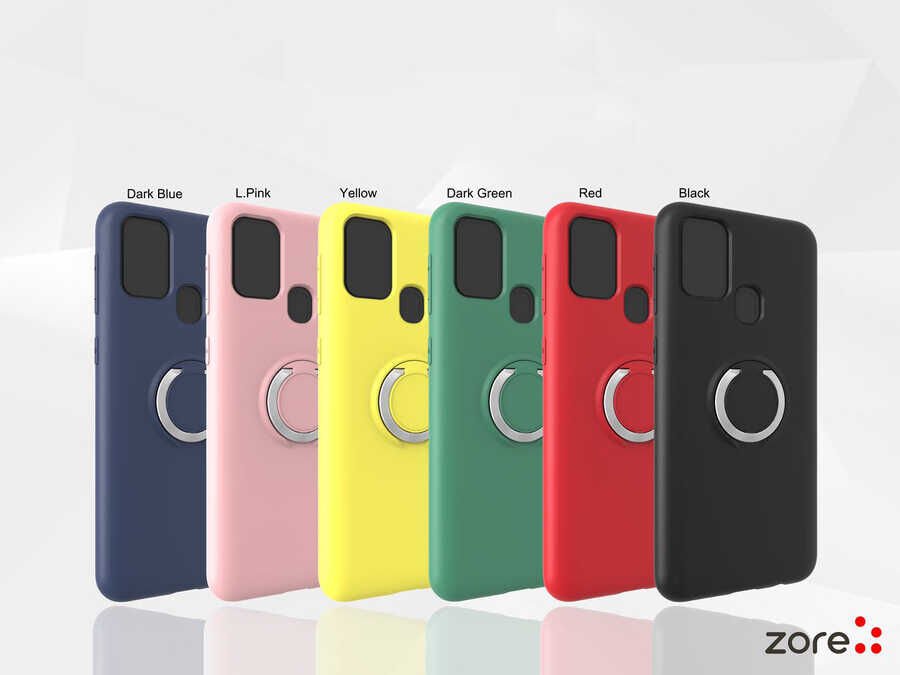 Samsung Galaxy A21S Kılıf Mat Pastel Renkli Ultra İnce Yüzüklü Yumuşak Silikon Kapak (Plex) Sarı