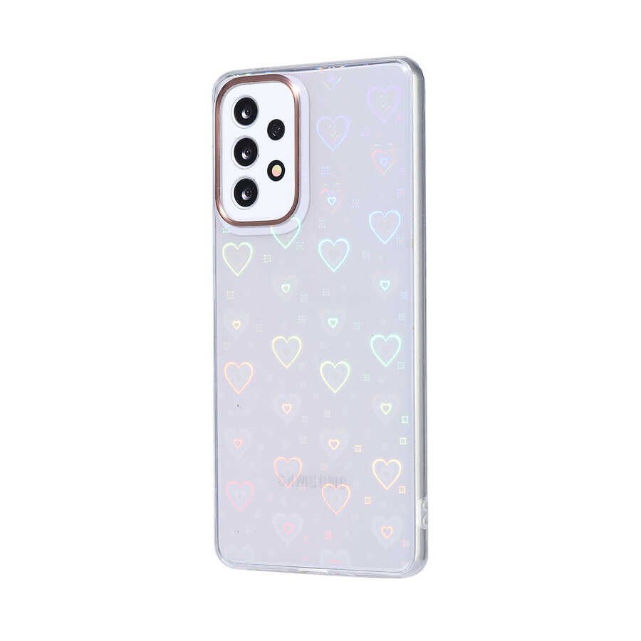 Samsung Galaxy A53 5G Kılıf Renkli Transparan Parlak Desenli Sert Kapak (SİDNEY) Heart No1