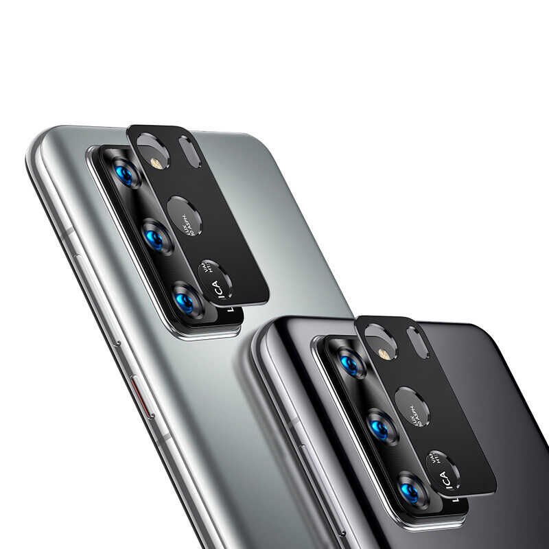Huawei P40 Kamera Lens Koruyucu Cam Filmi Tam Kaplama Tasarım (z-kamera-camı) Siyah
