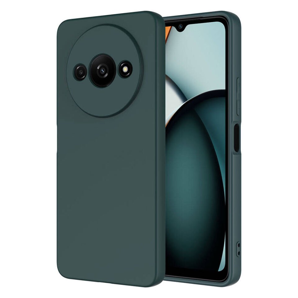 Xiaomi Redmi A3 4G 2024 Kılıf Kadife İç Yüzey Yumuşak Dokulu Kamera Korumalı Kapak (MARA) Koyu Yeşil