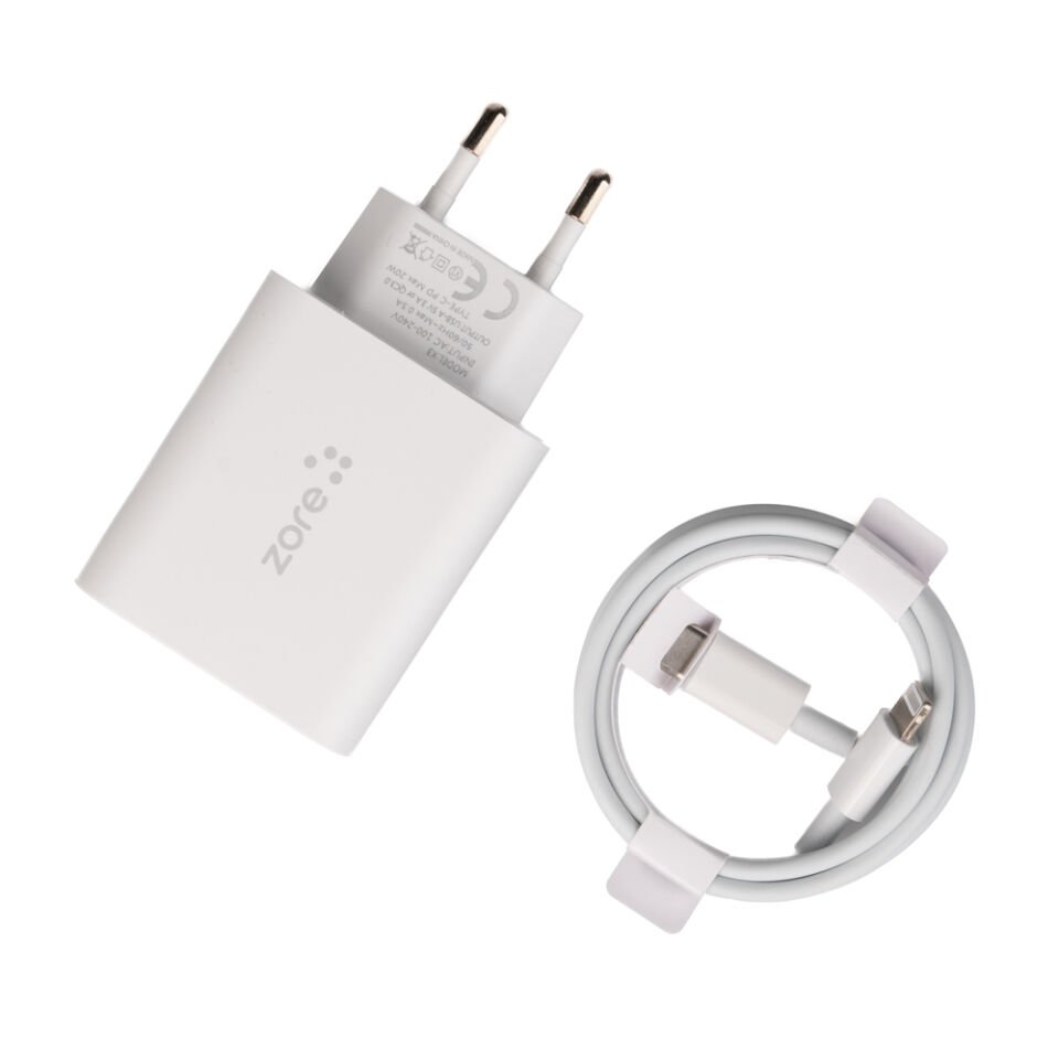 Type-C to Lightning Ev Şarj Aleti 20W (XMac Serisi X7) Beyaz