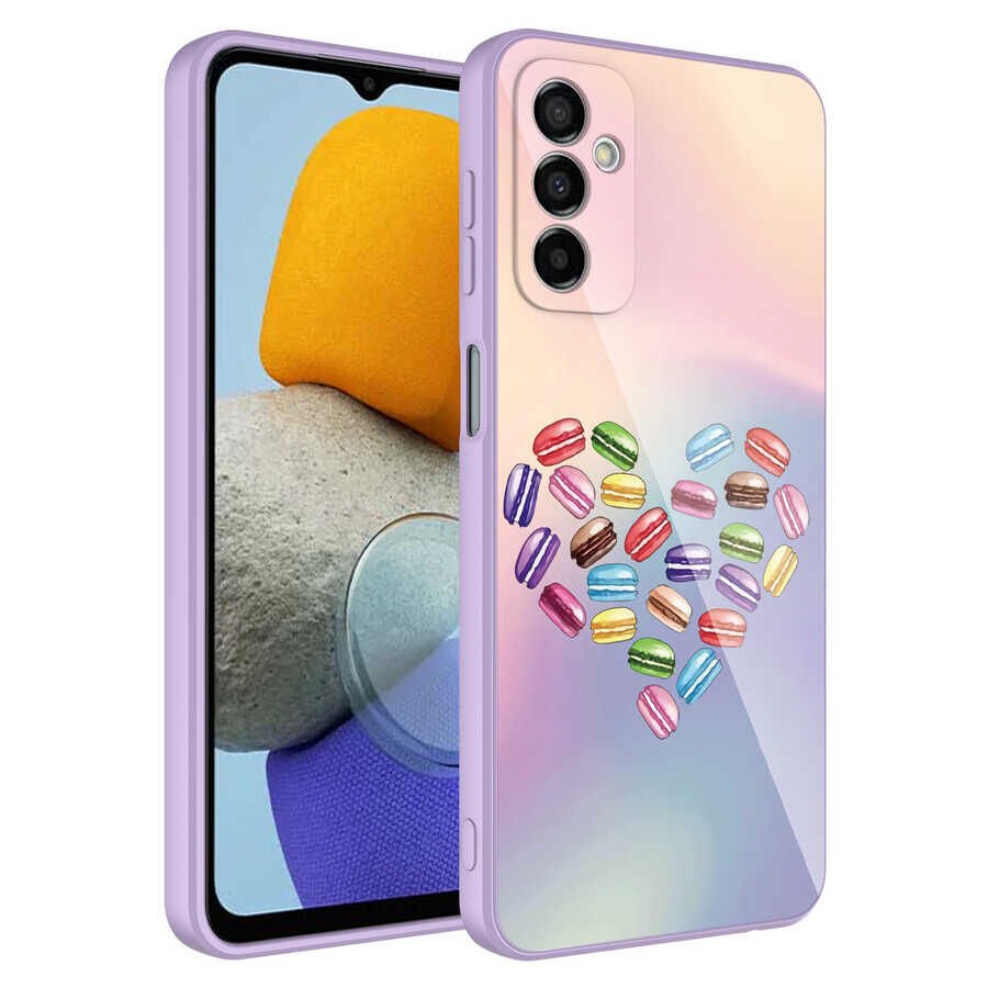 Samsung Galaxy M23 Kılıf Kamera Korumalı Bulut Desenli Renkli Sert Parlak Silikon Kapak (Epoksi) NO1