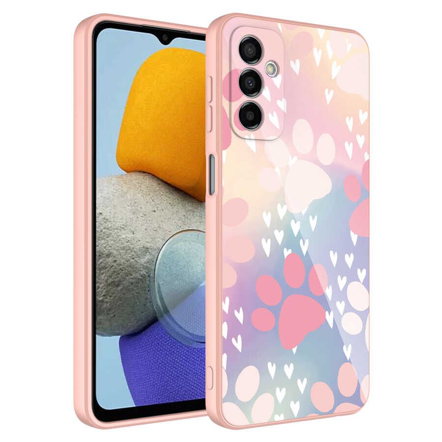 Samsung Galaxy M23 Kılıf Kamera Korumalı Bulut Desenli Renkli Sert Parlak Silikon Kapak (Epoksi) NO1