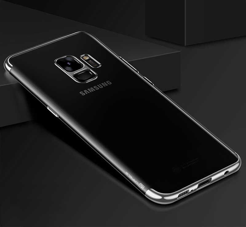Samsung Galaxy J6 Kılıf Dört Köşe Renkli Lazer Şeffaf Silikon Kapak (GLİTTER) Gri