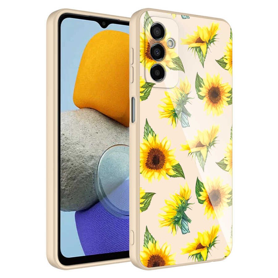 Samsung Galaxy M23 Kılıf Kamera Korumalı Bulut Desenli Renkli Sert Parlak Silikon Kapak (Epoksi) NO2