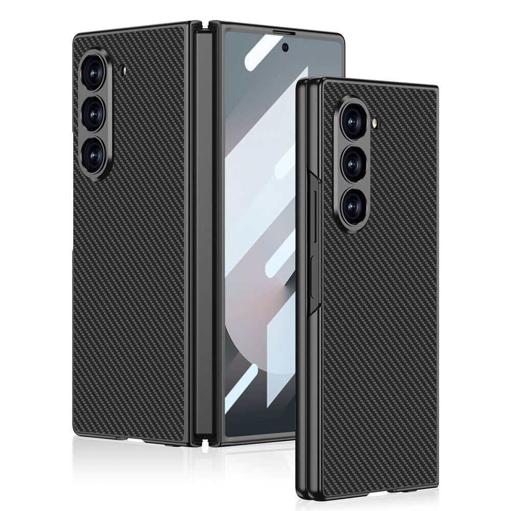 Samsung Galaxy Z Fold 6 Kılıf Karbon Fiber Tasarımlı Titanyum Metal HEPTEKİLETİŞİM Kıpta Caz Kapak