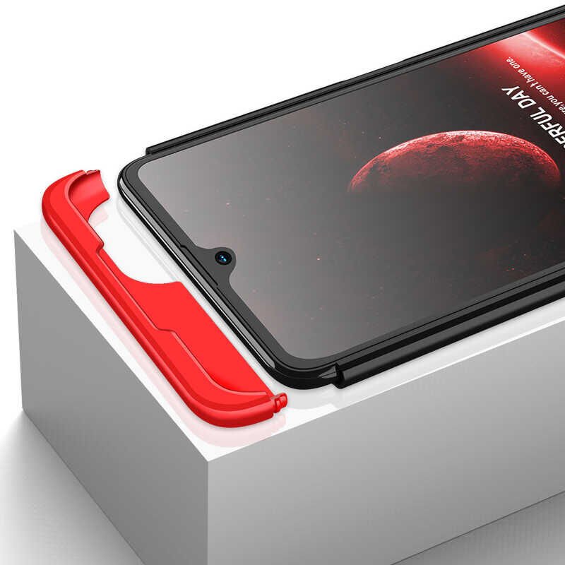 Samsung Galaxy M22 Kılıf 360 Tam Koruma Ön Ve Arka Sert Mika Kapak Orjinal Ays Gkk Kapak Siyah-Mavi