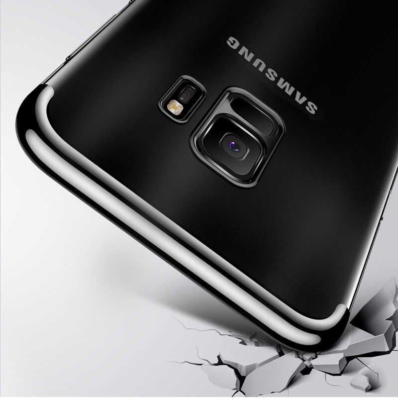 Samsung Galaxy J6 Kılıf Dört Köşe Renkli Lazer Şeffaf Silikon Kapak (GLİTTER) Gold