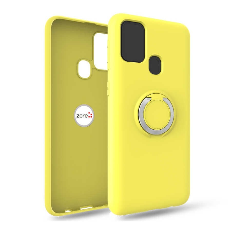 Samsung Galaxy M31 Kılıf Mat Pastel Renkli Ultra İnce Yüzüklü Yumuşak Silikon Kapak (Plex) Kırmızı