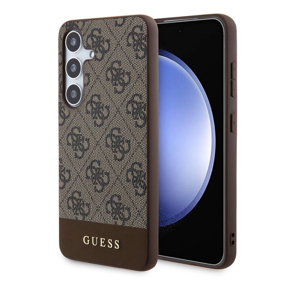 Samsung Galaxy S24 Plus Kılıf Guess Orjinal Lisanslı PU Deri Şerit Logo Dizaynlı Kapak