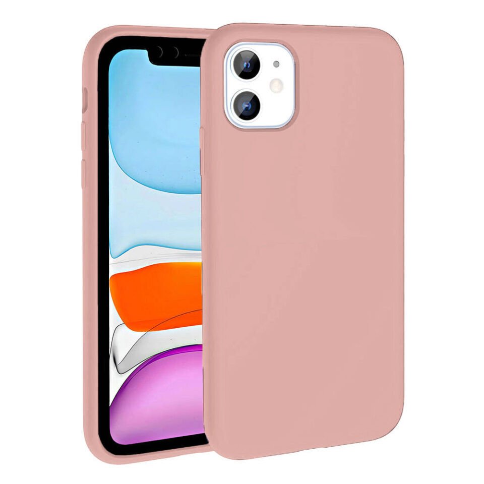 Apple iPhone 11 Kılıf Kamera Çıkıntılı Yumuşak İçi Kadife Lansman Dokulu Silikon Kapak (Kivi) Pembe