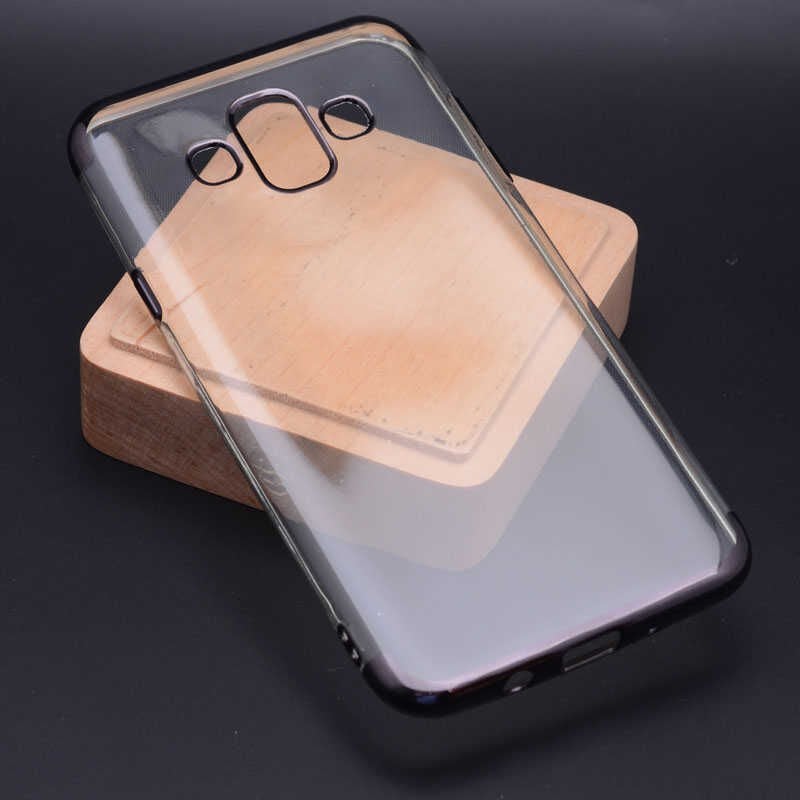 Samsung Galaxy J7 Duo Kılıf Dört Köşe Renkli Lazer Şeffaf Silikon Kapak (GLİTTER) Kırmızı