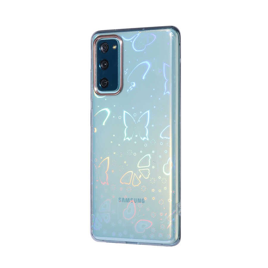 Samsung Galaxy S20 FE Kılıf Renkli Transparan Parlak Desenli Sert Kapak (SİDNEY) Flower No3