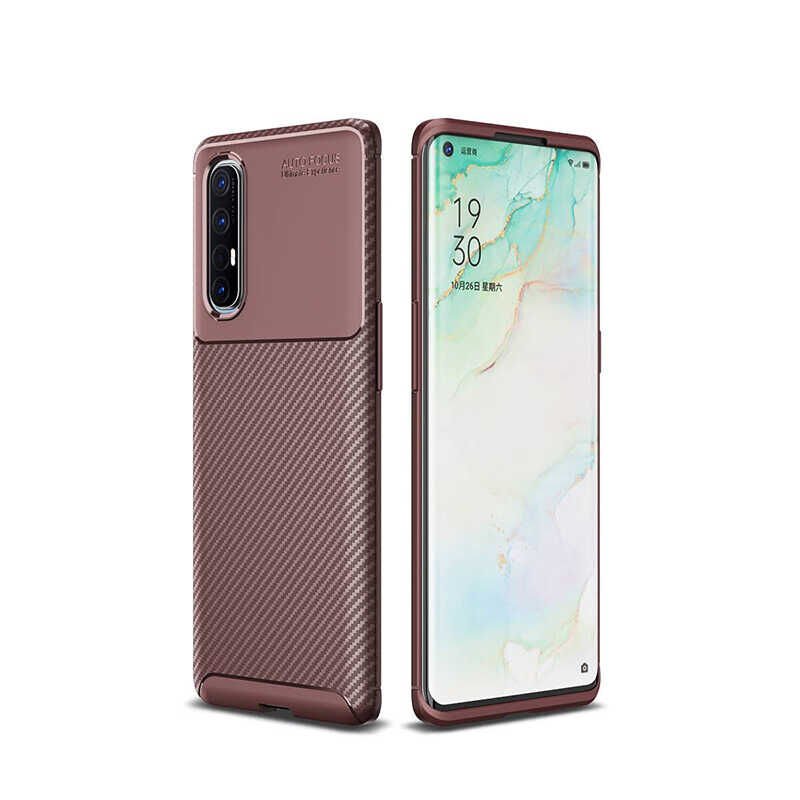 Oppo Reno 3 Pro 5G Kılıf Kamera Çıkıntılı Karbon Fiber Dokulu Renk Atmaz Kapak (NEGRO) Siyah
