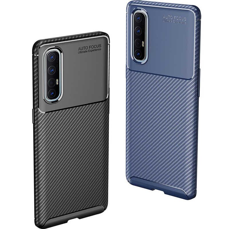 Oppo Reno 3 Pro 5G Kılıf Kamera Çıkıntılı Karbon Fiber Dokulu Renk Atmaz Kapak (NEGRO) Siyah