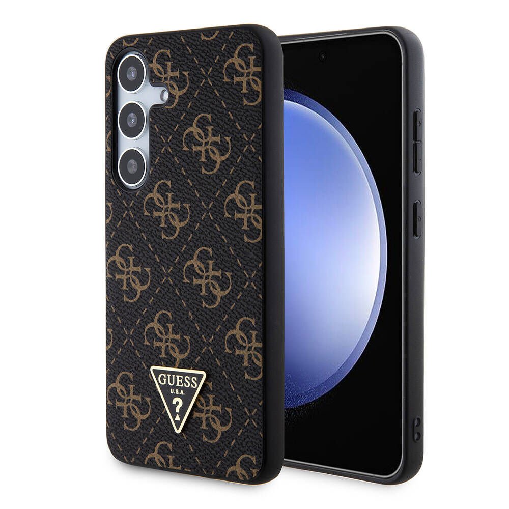 Samsung Galaxy S24 Kılıf Guess Orjinal Lisanslı PU Üçgen Logo 4G Desenli Kapak