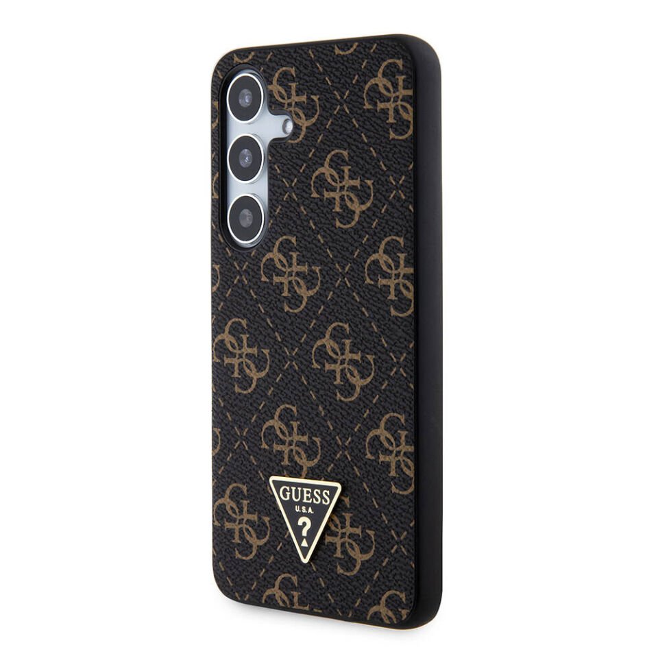 Samsung Galaxy S24 Kılıf Guess Orjinal Lisanslı PU Üçgen Logo 4G Desenli Kapak