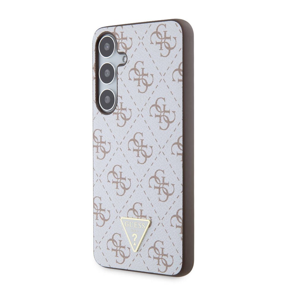 Samsung Galaxy S24 Plus Kılıf Guess Orjinal Lisanslı PU Üçgen Logo 4G Desenli Kapak