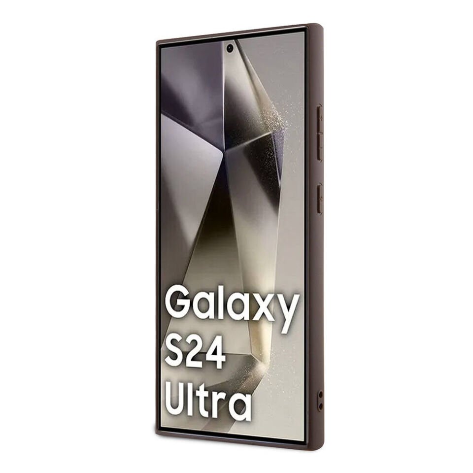 Samsung Galaxy S24 Ultra Kılıf Guess Orjinal Lisanslı PU Üçgen Logo 4G Desenli Kapak