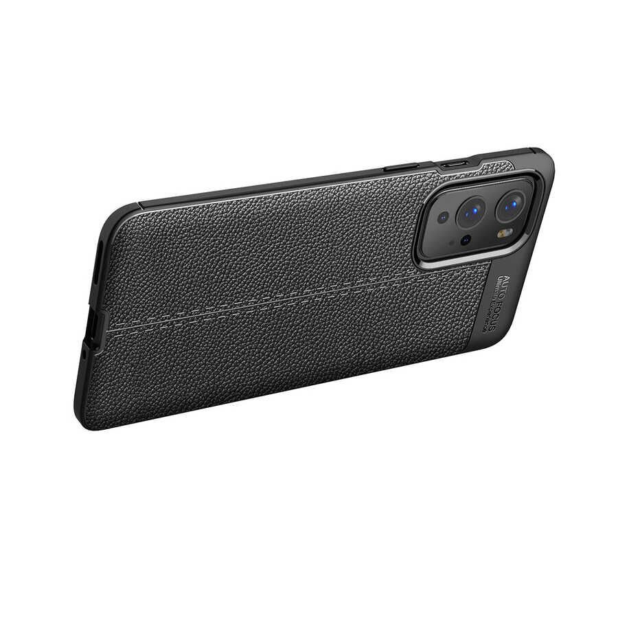 One Plus 9 Pro Kılıf Deri Görünümlü Renk Atmayan Dayanaklı Silikon Kapak (NİSS) Lacivert