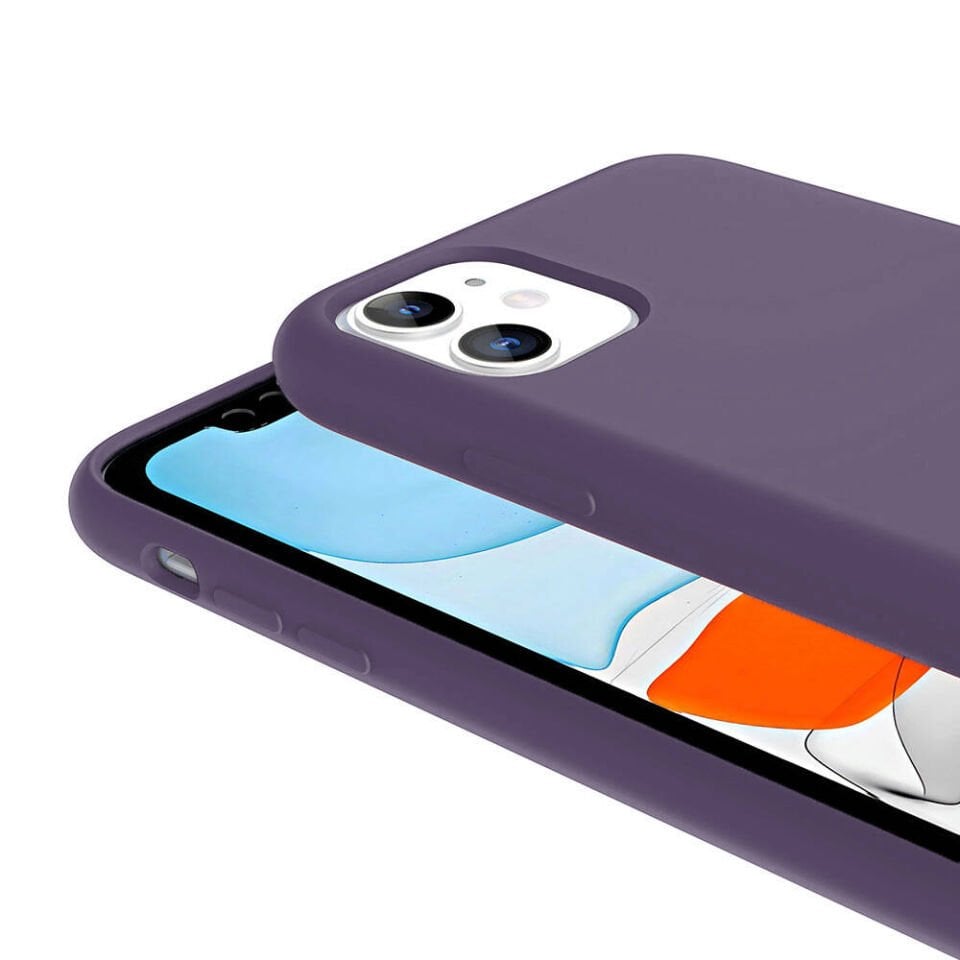 Apple iPhone 11 Kılıf Kamera Çıkıntılı Yumuşak İçi Kadife Lansman Dokulu Silikon Kapak (Kivi) Derin Mor