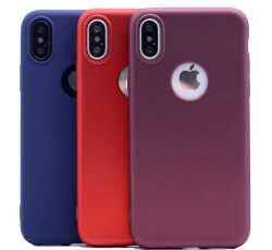 Apple  iPhone X Kılıf Yumuşak Dokulu Soft Esnek İnce Mat Renkli Silikon Kapak (PREMİER) Rose Gold