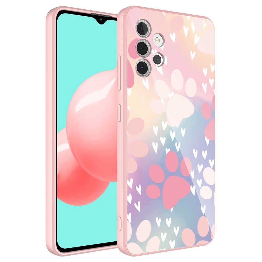 Samsung Galaxy A32 4G Kılıf Kamera Korumalı Bulut Desenli Renkli Sert Parlak Silikon Kapak (Epoksi) NO4
