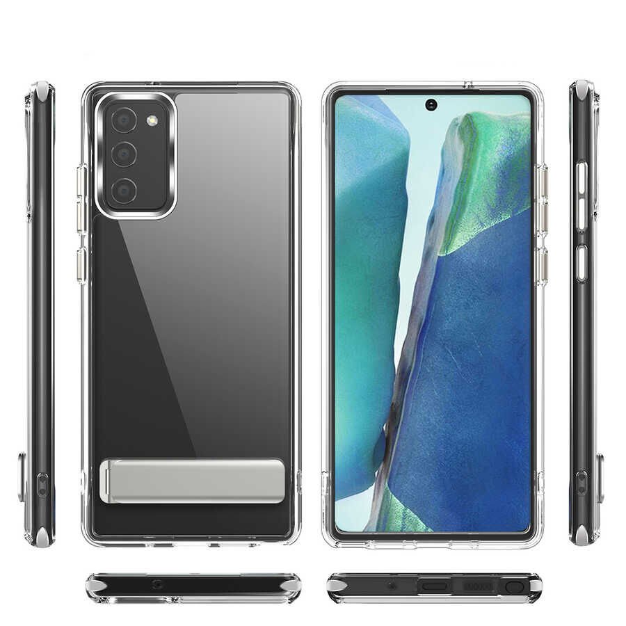Samsung Galaxy S20 FE Kılıf Standlı Şeffaf Silikon HEPTEKİLETİŞİM L-Stand Kapak