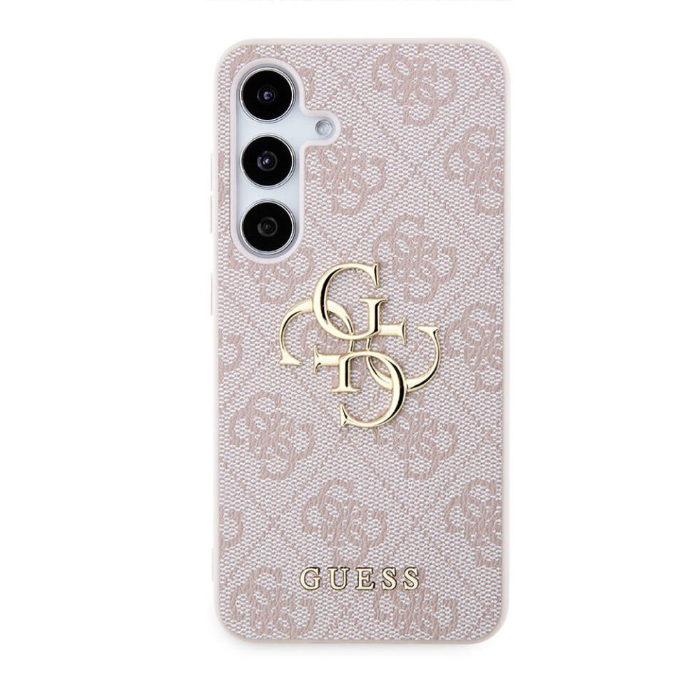 Samsung Galaxy S24 Kılıf Guess Orjinal Lisanslı PU Deri Yazı ve 4G Metal Logolu Desenli Kapak