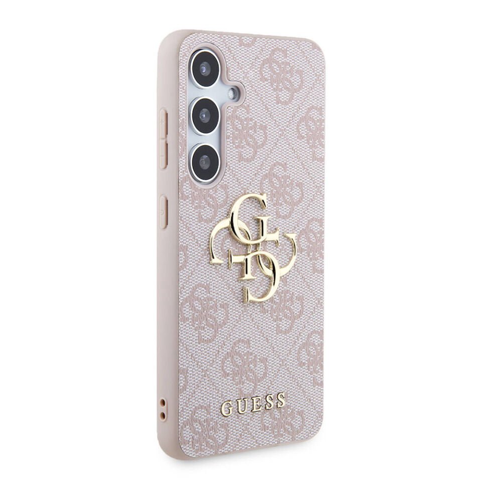 Samsung Galaxy S24 Kılıf Guess Orjinal Lisanslı PU Deri Yazı ve 4G Metal Logolu Desenli Kapak