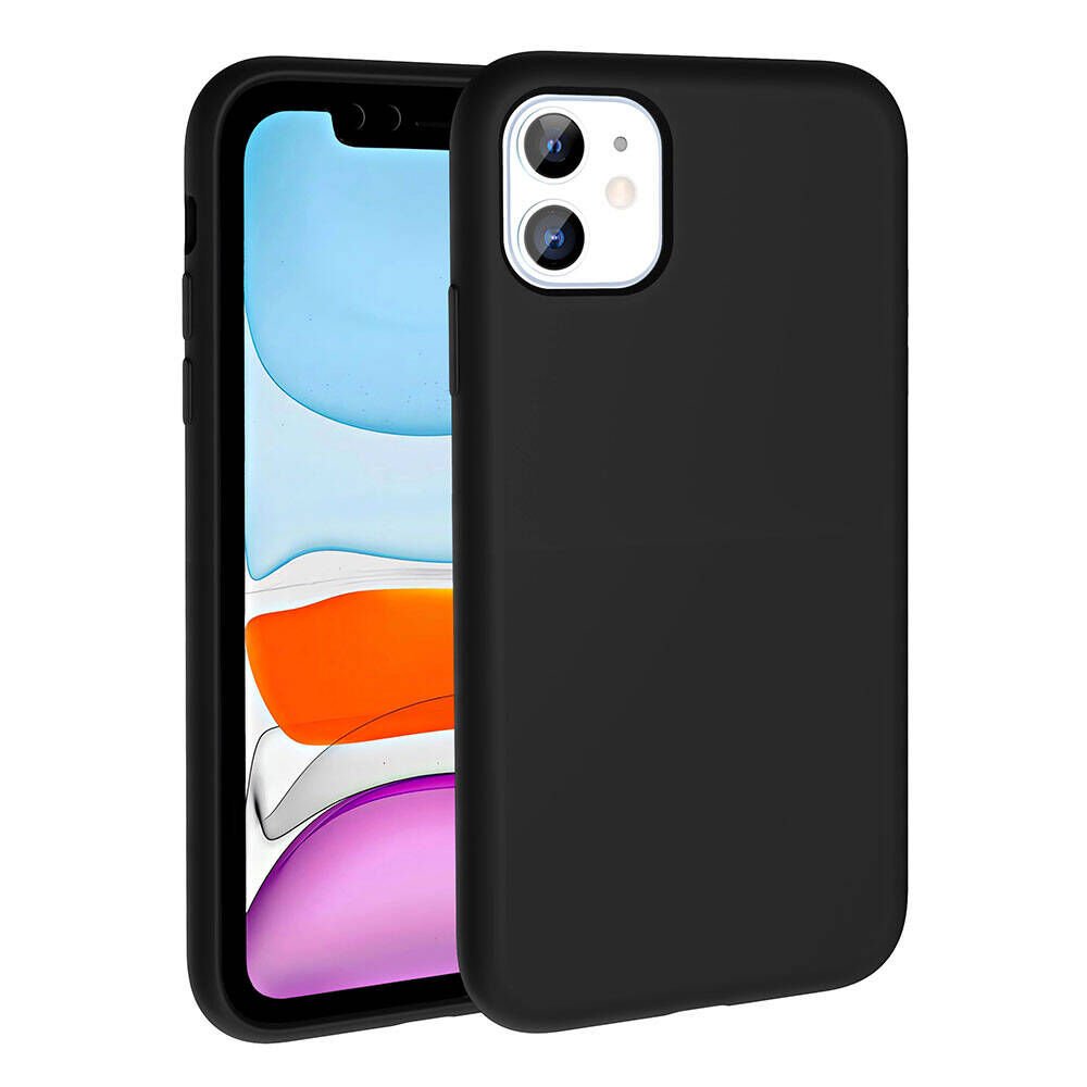 Apple iPhone 11 Kılıf Kamera Çıkıntılı Yumuşak İçi Kadife Lansman Dokulu Silikon Kapak (Kivi) Siyah